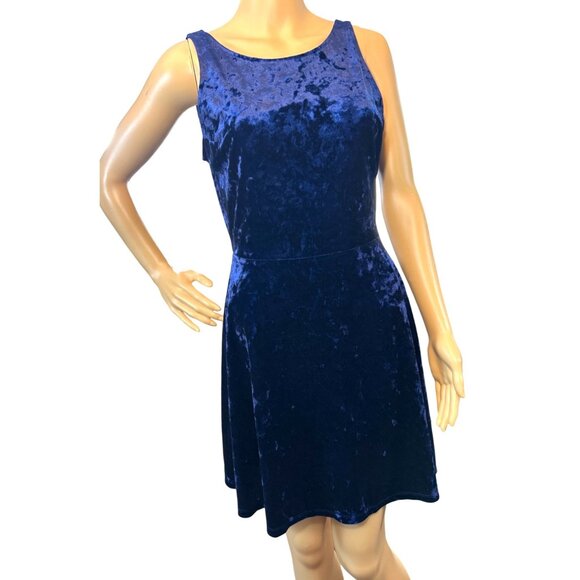 h&m Divided Womens Sleeveless Velvet Mini Dress Size 8 Midnight Blue Glam - Picture 1 of 6